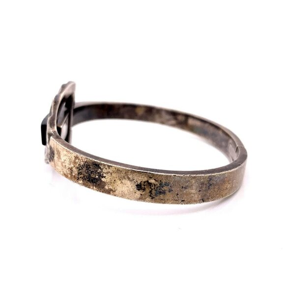 VTG Estate Taxco Sterling Silver & Black Onyx 7 ½" Bangle Bracelet! 73 - Picture 4 of 7